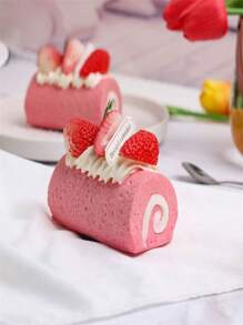 1 Stück modischer realistischer Fruchtkuchen Handtuchrolle Schweizer Rolle Modell Fotografie Requisite Dekor Kühlschrankmagnet, perfektes Geburtstagsgeschenk
