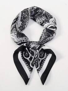 1 Pc Simple Printed 70cm Square Scarf, New Spring Bandana Women Versatile Waistband, Clothing Decoration Headwrap, Fashion Headband - Multicolor - View 5