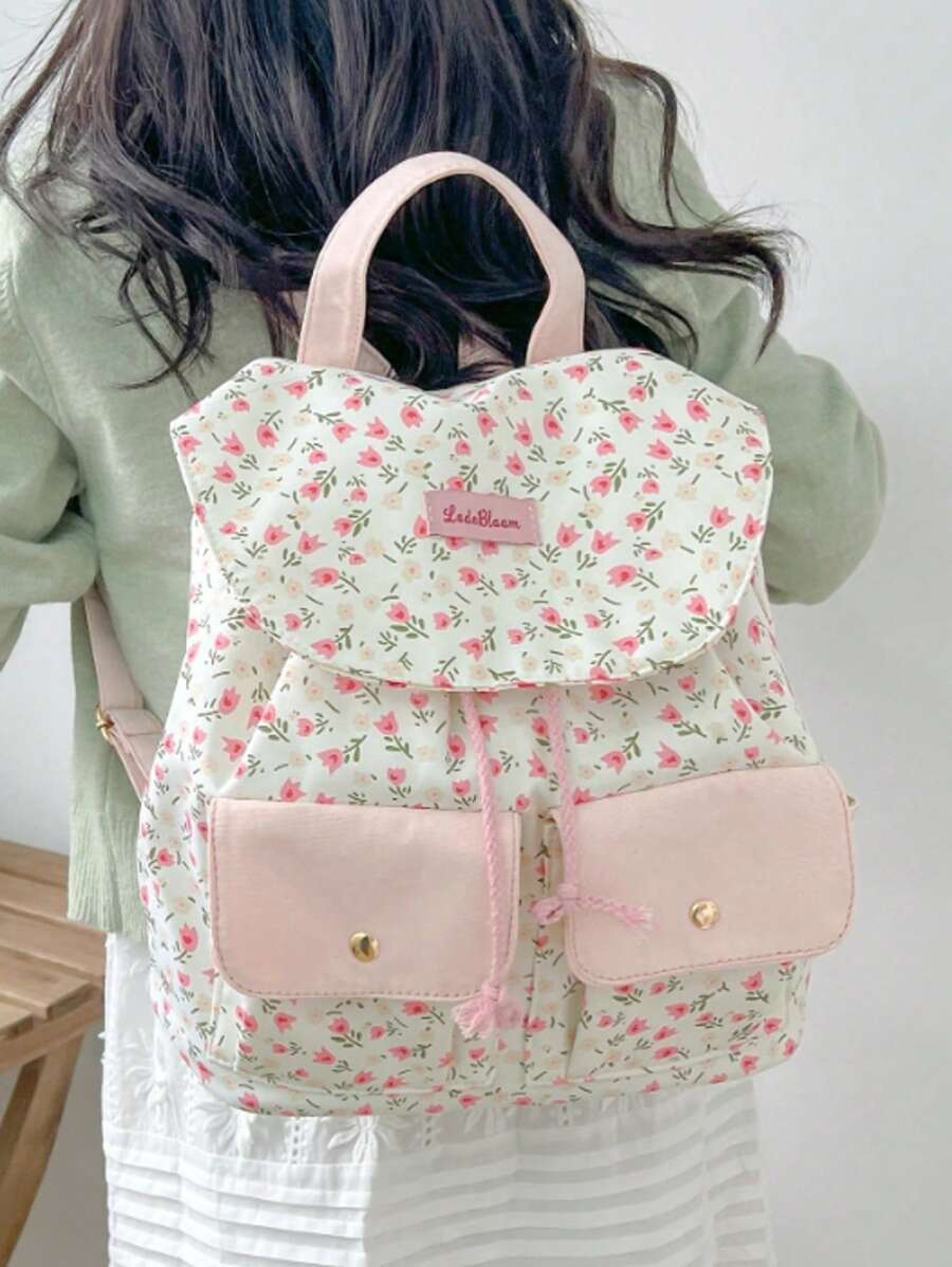 LECEY Large Capacity Fashionable And Versatile Canvas Backpack, School Backpack , Pink