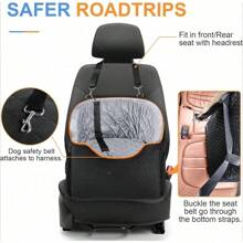 Black/Gray Memory Foam Booster Dog Car Seat For Small Dogs Up To 35 Lbs: An Elevated, Travel - Safe Car Seat With A Washable Removable Cover, Storage Pockets, And Anti - Slip Features, Ensuring Your Pet's Comfort And Safety On The Road. - Gray - View 3