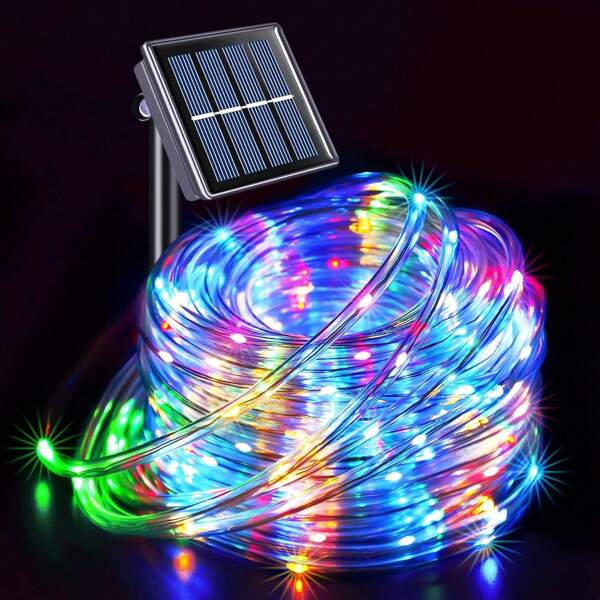 200 Luces LED Accesorios para Trampolín, Cuerda Solar Impermeable IP 65 de 66 pies para Camping al Aire Libre, 8 Modos de Luces Solares para Escalera, Tobogán, Carpa (Multicolor), Iluminación de Jardín Exterior para Caminos, Patio, Yarda