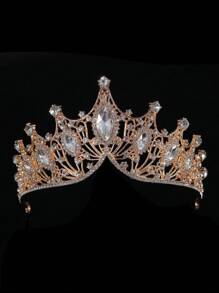 4 pièces Ensemble de bijoux de mariée avec couronne en strass, incluant une couronne, un collier et des boucles d'oreilles, convient pour le mariage, les accessoires de robe de mariée, la fête de mariage