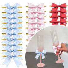 20 Pcs Twist Tie Bows Satin Ribbon Bow For Gift Wrapping Champagne Bottle Cake Treat Bag Craft DIY Gift Wedding Bridal Shower Christmas Birthday Party Christmas Decorations Home Christmas Gifts Christmas Decor