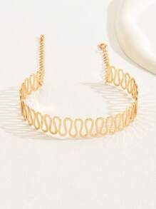 1pc Women's Simple Creative Geometric Wavy Choker Necklace, Elegant Personalized Casual Versatile For Vacation, Party, Graduation Season Gift