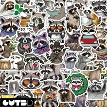 SCXXBSW 50pcs Cartoon Raccoon Fun Graffiti Stickers Self-Adhesive Desktop Phone Cases Notebook Waterproof Stickers - Multicolor - View 12