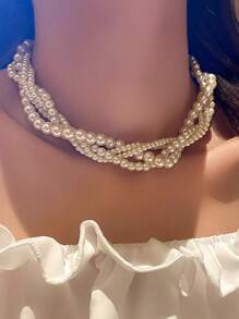 Nooxian 1 件复古手工巴洛克仿珍珠项链，优雅风格女士珍珠项链