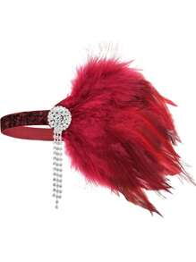 D EXCEED 1PC 1920s Women's Halloween Racing Club Artificial Feather Hair Accessories Bridal Makeup Ball Dinner Performance Diamond Tassel Hair Accessories Valentine's Day Gift - Multicolor - View 2