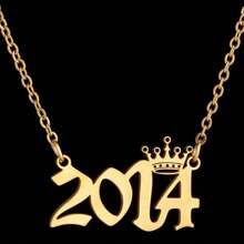 1pc Stainless Steel Year Engraved Necklace, Commemorative Unique Date, Birthday Crown Pendant Necklace, Birthday Gift, Elegant Minimalist Numeric Choker Collar Pendant Necklace