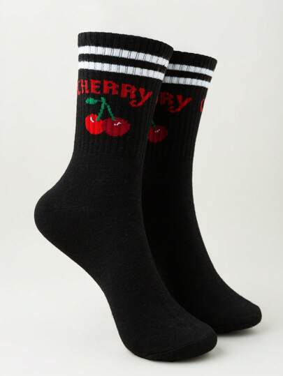 1 Pair Unisex Gingerbread Man Christmas Themed Mid-Calf Socks, Breathable, Absorbent, Casual, Suitable For Christmas, Autumn/Winter, School And Everyday Wear, Fall