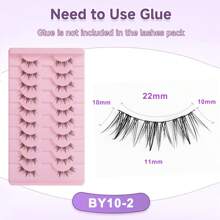 10 Pairs Southeast Asia Style C-Curl Semi-Permanent False Eyelashes, Natural & Lengthening, Faux Mink Lashes With Attached Eyeliner