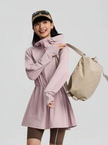 TECTOP Women's Outdoor UV Protection Hoodie, UPF200+, Mid-Length, Drawstring Waist Design, Breathable & Cool, Spring/Summer