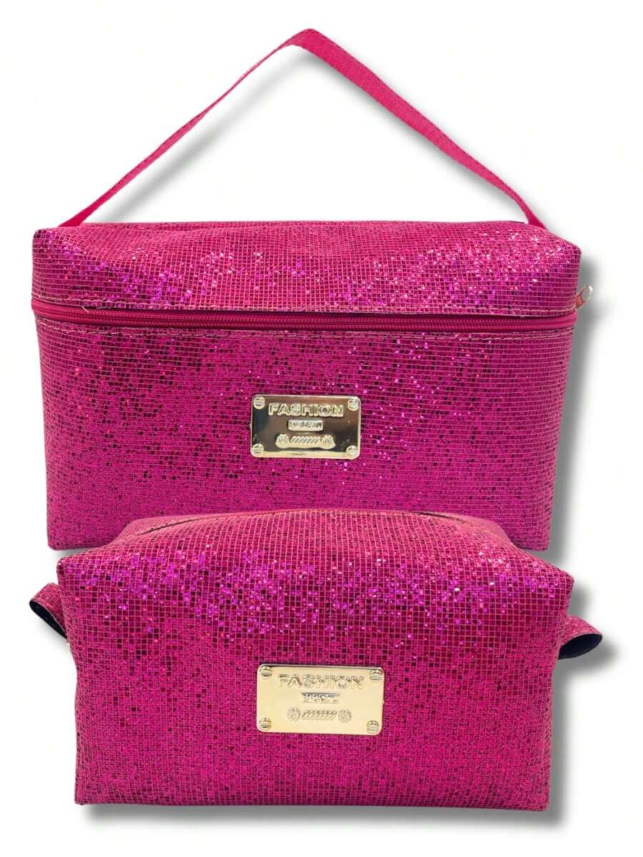 KIT 2 Frasqueira Necessaire Feminina Organizador para Maquiagem Cosmético Glitter