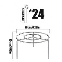 1pc Grill Rack, Stainless Steel Household Barbecue Skewer Holder, Multi-Function Double-Layer Air Fryer Rack - Multicolor - View 9