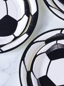 7/9 Inch White Soccer Ball Disposable Paper Plates, Party Supplies, Decorations For Birthday Party, Celebration Events, Gifts - Multicolor - View 4