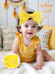 1 pieza Diadema para bebé con lazo y nombre personalizado, diadema elástica de bebé personalizada con nombre en 6 colores, regalo para recién nacido, regalo para bebé, regalo para niños, regalo para el Día del Niño, regalo de cumpleaños, regalo para baby shower, decoración familiar