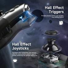EasySMX X10，PC 和多平台游戏控制器，配备全机械按钮和霍尔操纵杆、霍尔触发器、替换磁性外壳、三模式连接（USB+BT+有线），兼容 PC/Android/IOS/NS/平板电脑，适用于黑神话悟空游戏 - 銀色 - 查看 4