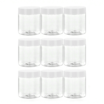9 个 5 厘米直径带盖塑料储物罐、油漆颜料容器、面霜/面膜罐、眼霜/面霜瓶、PET 广口透明样品尺寸化妆品包装瓶