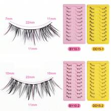 10 Pairs Southeast Asia Style C-Curl Semi-Permanent False Eyelashes, Natural & Lengthening, Faux Mink Lashes With Attached Eyeliner
