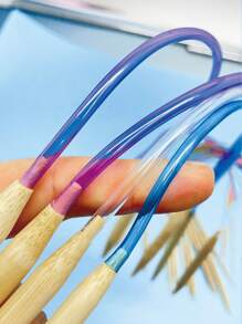 18pcs Bamboo Circular Knitting Needles, 15.75 Inch Multicolor Circular Round Bamboo Knitting Needles Set, Suitable For Beginner & Experienced Crochet Lovers, Sewing Tools (Random Color) - Multicolor - View 4