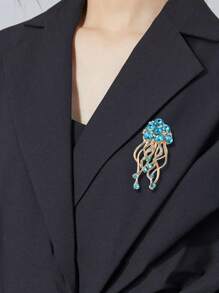 Spilla con strass a forma di medusa di moda per donna, spilla a forma di vita marina, accessorio per abito, spilla da decorazione per festa, banchetti e regali