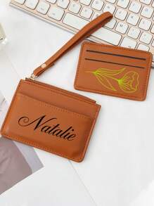 1PC Coin Wallet Multi-Function Portable Mini Card Bag Two-Piece Set Solid Color PU Leather Wallet Personalized Text Customization For Women Wallet Mini Wallet Purse Wallet Wristlet Wallet Wallet Card Wallet - Multicolor - View 9