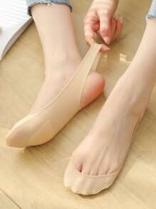 1/4/8 Pairs Ladies Cushioned Heel Hollow Elastic Band Silicone Non-Slip Ultra-Low Cut Boat Socks, No Show Socks, Suitable For Wearing High Heels Or Daily Life