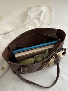 Fashionable Casual Foldable Tote Bag For Women, Large Capacity, Practical For Business, Celebrations, Gifts, Suitable For College Students - Coffee Brown - View 9