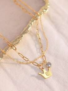 1pc Crown Design Layered Anklet, Best Gift For Her On Valentine's Day, Fashion Anklet, Birthday, Mother's Day, Thanksgiving, Easter Gift
