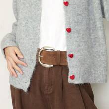 Plus Size Women Vintage Brown Suede Wide Waist Belt, Solid Color Fashion Minimalist Versatile Waist Accessory For Daily Use Summer, School Fall, Autumn, Halloween - Brown - View 4