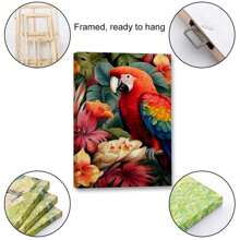 1 Piece Home Wall Decor Framed Canvas Colorful Parrot Pattern Canvas Wall Art Paintings For Living Room - Canvas Framed Print Wall Artworks Bedroom Decoration Office Wall Decor