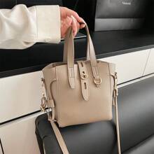 Mini Women Handbag, Basket Bag, Bucket Bag - Grey - View 4