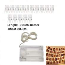 1 pieza Luces de cuerda con pinzas para fotos con pilas, luces de hadas con 30/50 pinzas LED, luces de cuerda LED de 32.8ft/16.4ft/9.84ft utilizadas para colgar tarjetas de fotos en las paredes del dormitorio para decoraciones navideñas, de jardín, de Acción de Gracias, de boda, fiestas y decoración del hogar, decoración de habitaciones, decoración de invierno