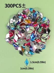 Akcesoria DIY: mieszanka kolorowych akrylowych koralików diamentowych, brokatowych cekinów i laserowych cekinów, stosowana w szyciu odzieży, około 200 szt. (50 g w opakowaniu)