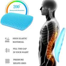 Gel Lumbar Support Pillow For Office Chair Back Support Pillow For Car, Wheelchair, Gaming Chair, Recliner - Gel Back Cushion For Back Pain Relief Improve Posture - Mesh Cover Double Adjustable Straps - 1 - View 3