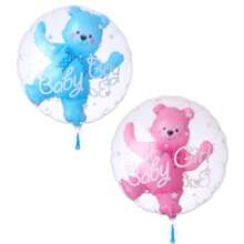 1pc Baby Shower Bear Ball In Ball Balloons Stand Crown Boy Girl Air Balloons Number 1 Balloon Birthday Gender Reveal Party Decorations