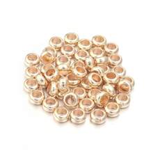 100pcs/Pack CCB Large Hole Spacer Beads, Flat Round Hollow Beads For Bracelet, Necklace, DIY Jewelry Making
