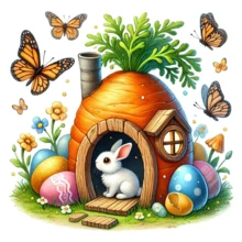 1pc Large Size 40x40cm/15.7x15.7in Without Frame DIY 5D Artificial Diamond Art Painting Bunny In The Radish House, Full Rhinestone Painting, Diamond Art Embroidery Kits, Handmade Home Room Office Wall Decor