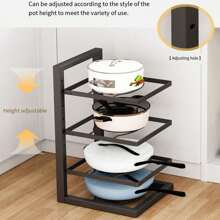 1pc Multi-Tier Kitchen Pot Rack, Cabinet Pot Organizer Rack, Heavy Duty Pot Rack Under Sink Storage, Adjustable Metal Pot Holder And Lid Rack, For Kitchen Organization And Storage