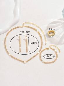 Conjunto de joyas de 5 piezas con collar, pendientes, anillo y pulsera con destellos de cristal rhinestone, adecuado para vestidos elegantes de verano de señoras, con variedad de estilos y colores para elegir