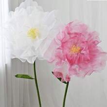 Flor Grande Artificial de Gaze Vermelha e Peônia Simulada, Flor Artesanal para Decoração Doméstica, Casamento, Cenário de Fotos, Decoração de Vitrine