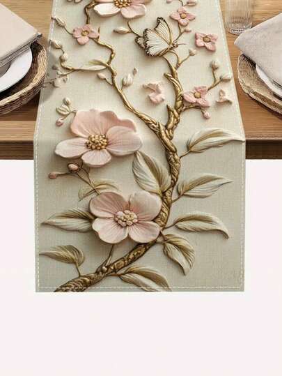 Caminho de mesa floral (1 peça), decoração sazonal para mesa de jantar e cozinha na primavera/verão, adequado para ambientes internos e externos, festas e decoração de casamentos (13x35,4/47,2/63/72/78,7 polegadas)