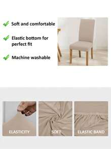 4pcs/6pcs, Milk-Colored Silk Chair Cover, Pure Color With Elasticity, Hotel Furniture, Restaurant Chair Cover, Modern And Simple Style, Factory Direct , Wholesale, Chair Cover, Daily Necessities - Light Brown - View 5