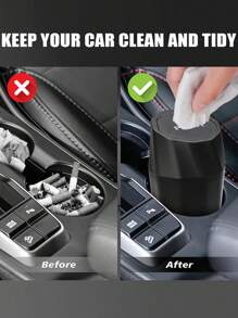 Bidone per rifiuti per auto con coperchio - Bidone per rifiuti per auto con 15 sacchetti per rifiuti - Bidone per rifiuti per auto mini a prova di perdite per auto piccole, SUV, camion - Conservazione e organizzazione per sedili anteriori e posteriori