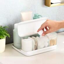 1acYouCopia HideAway Counter Caddy Bathroom Vanity Countertop Organizer Tray With Adjustable Dividers And Lid