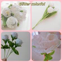 彩色闪光毛绒条，30 厘米闪亮彩虹闪光雪尼尔绒球棒 - 毛绒羊毛线工艺品用品，适用于 DIY 工艺品、圣诞装饰和创意项目 - Glitter colorful - 查看 4