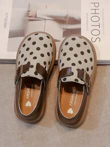1 Pair Children Polka Dot Patchwork Flat Shoes, Fashionable & Minimalist, Suitable For Spring/Summer