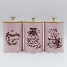 3pcs Coffee Jars, Retro Style Food Sealed Tank With Wooden Lid AndSealing Strip, Leak Proof And Reusable Food Storage Box, For Biscuit,Candy And Sugar, Kitchen Organizers And Storage, Kitchen Accessories