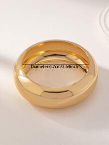 Set de 4 piezas de brazaletes rígidos de colores dorados minimalistas de estilo estadounidense y europeo para mujeres - Multicolor - Ver 6