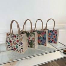 Retro Floral Style! Large - Capacity Canvas Tote Bag, Stylish And Versatile, A Must - Have For Travel