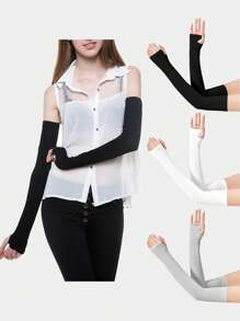 1 Pair Soft Ice Silk Sleeves For Women & Men, Ice Sleeves For Sunscreen, Driving, UV Resistant, Casual Wear - Multicolor - View 1